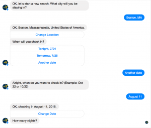 Expedia Facebook Messenger hotel search